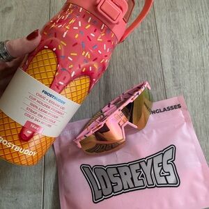 Frost Buddy Pink Sprinkles Kids Water Bottle & LOSREYES youth sunglasses